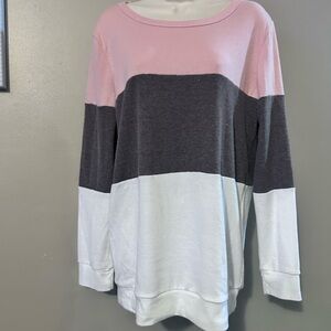 Colorblock Sweatshirt in Pink, Gray, and White
